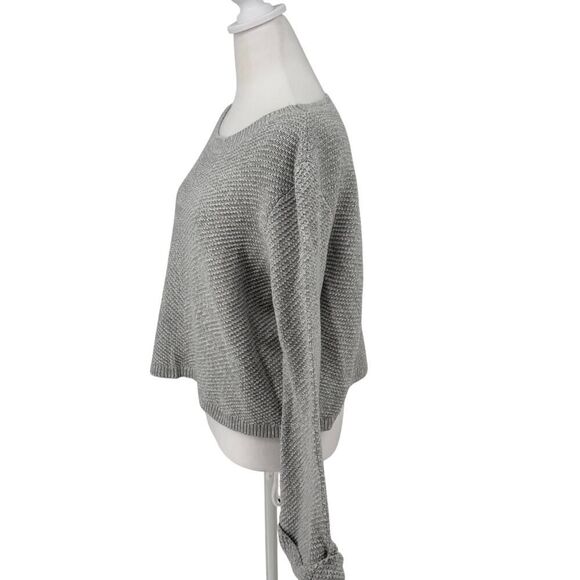 Roxy Gray Textured Knit Pullover Sweater Women’s Sz M Drop Shoulder Slouchy Cozy - Picture 3 of 10